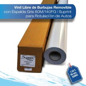 Vinil libre de burbujas removible con espalda gris 60 MIC/140G Suprint para rotulación de autos brillante1.52X50 G5065